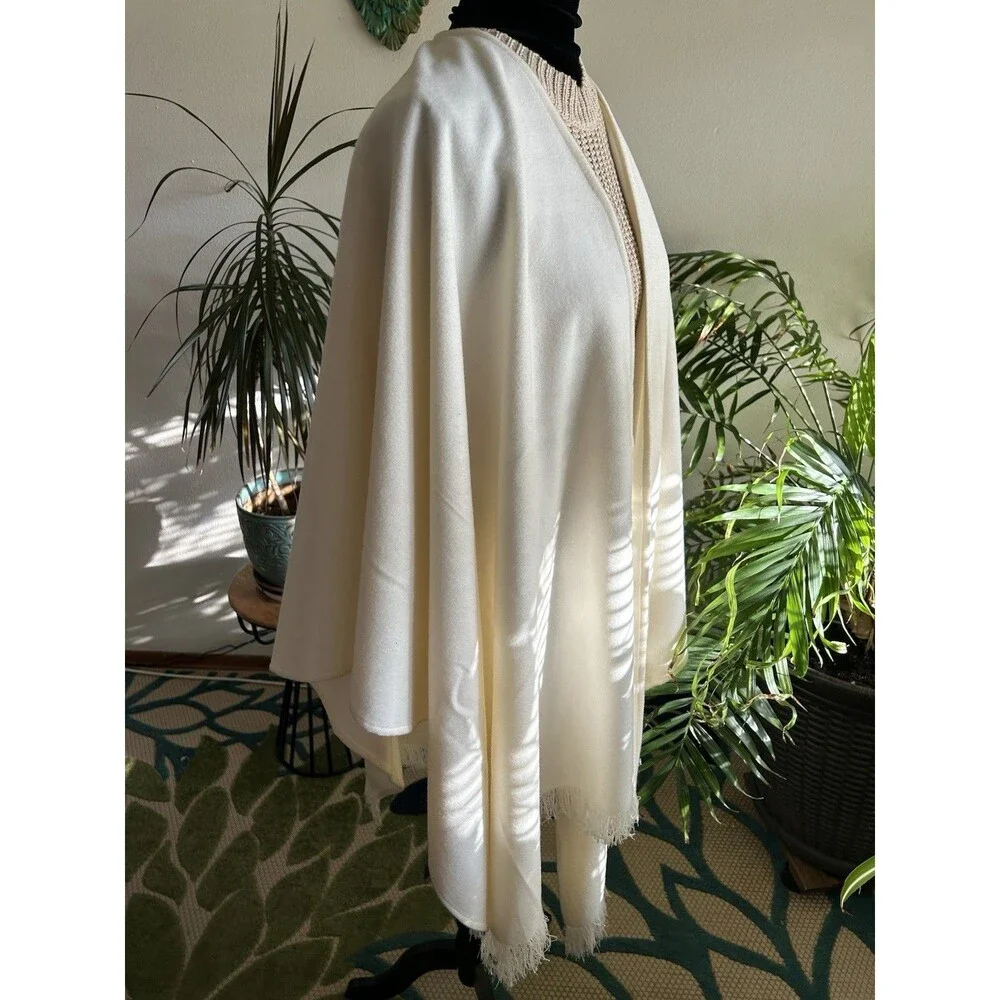 Rachel Zoe Women's Missy Fringed  Cream Shawl Wrap - Picture 4 of 6